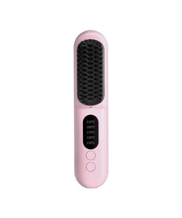 Wireless Hair Straightener Brush Fast Heated Straightener Brush Negative Ions Hair Curler Portable Heating Comb Easy Install -Pink