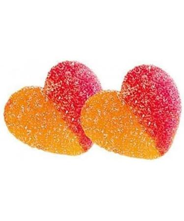 Peach Flavour Sugar Coated Gummy Jelly Heart Sweets - 1kg Bag (Approx 143 sweets)- Fat Free - Gluten Free - Lactose Free - Halal - Valentines Sweets - Cake Decoration - Buy Online on GoSupps.com