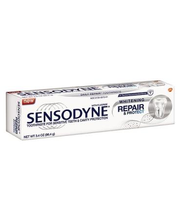 Sensodyne Toothpaste for Sensitive Teeth & Cavity Protection Repair & Protect Whitening 3.4 oz (Pack of 6)