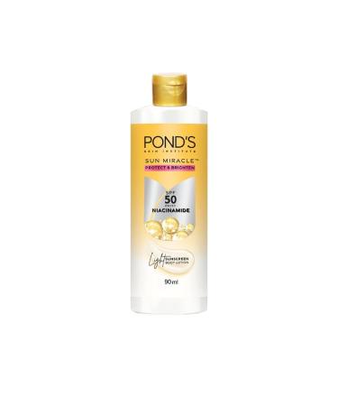 POND-S. Sun Miracle Body Lotion SPF 50 PA+++ 90 ml UVA/UVB Protection 1% Niacinamide Lightweight No White Cast 3.0 Fl.oz.