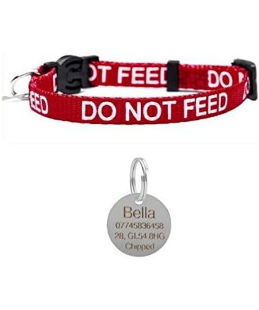 Cat Collar DO NOT Feed in Red Pink Or Blue Safety Release & Optional Engraved ID Tag (Red 25mm Plain Silver Tag) - Buy Online on GoSupps.com