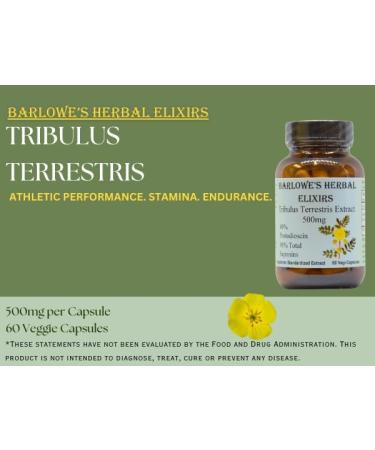 Barlowe's Herbal Elixirs Tribulus Terrestris Extract | 40% Protodioscin & 90% Total Saponins | 500mg Per Capsule | 60 Veggie Capsules | Glass Bottle - Buy Online on GoSupps.com
