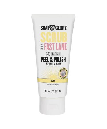 Soap & Glory Peel & Polish Two Minute Facial - Exfoliating Face Scrub with Vitamin C - Citrus Scented Skin Brightening Face Exfoliator with Lactic Acid & Salicylic Acid (100 ml)