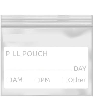 Zipper Pill Pouch Bags - 3 x 2 AM PM Daily Travel Medicine Organizer | Reusable Clear Label - Perfect for Vitamins & Medications (250 Pack - Buy Online on GoSupps.com