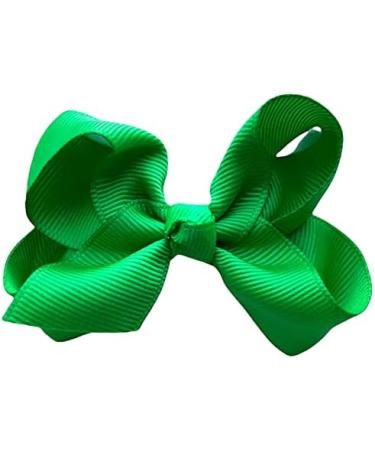 10pk Green Hair Bows Knots Clips Slides Grips 3" Inch 7.6cm Solid Colour Girls School Hairbow Accessories Emrald Green - Buy Online on GoSupps.com