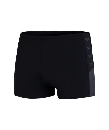 Speedo Men's Boom Logo Splice Aquashort 8 Black/Oxide Grey