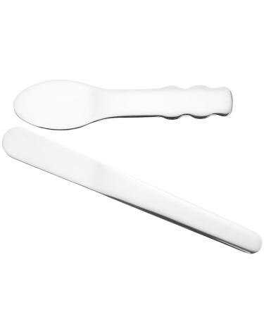 CALLARON Lot de 2 Spatules en Acier Inoxydable 304 pour Cr me Yeux et Soins Peau Cuill res Cosm tiques Fines et L g res Applicateurs R utilisables pour Masque Lotion et Hydratant
