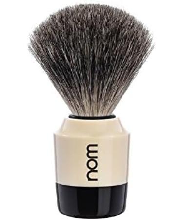 Nom MARTEN Series Shaving Brush - Pure Badger Hair - Black/Cream Plastic - Premium Grooming Tool for Men - Buy Online on GoSupps.com