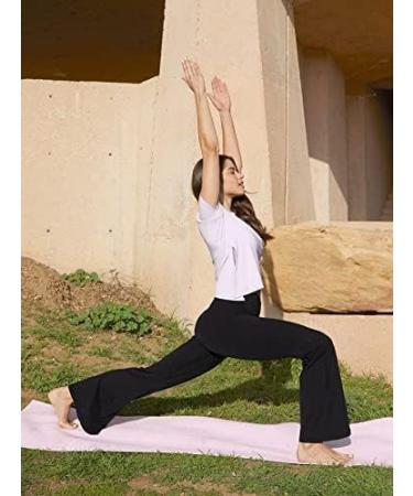 YOLIX Black Flare Yoga Pants for Women - Crossover Bootcut High Waisted Leggings, Medium Dark Grey - Buy Online on GoSupps.com