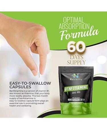 Nutrality Benfotiamine 300mg Capsules - Heart & Kidney Support, Antioxidant Boost, Cognitive Enhancement & Energy Increase - Vegan & Allergen-Free - 60 Count - Buy Online on GoSupps.com