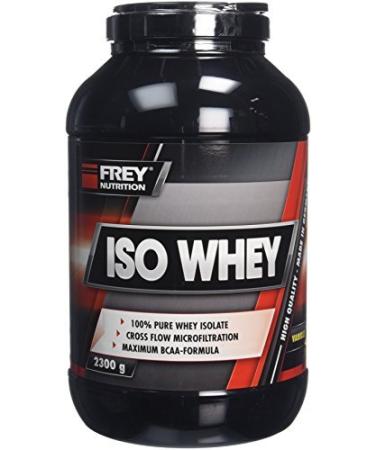 Frey Nutrition ISO Whey (Vanilla 2300 g) contributes to muscle gain and muscle maintenance lactose and sugar-free over 25% BCAA content