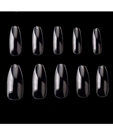 500 Ballerina Coffin Shape False Nails - Transparent Artificial Fingernails for DIY Nail Art & Studios - 10 Sizes Available - Buy Online on GoSupps.com