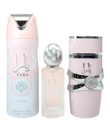 Lattafa Yara for Women 3 Piece Set (3.4 Oz Eau de Parfum Spray + 1.7 Oz Hair Mist + 6.7 Oz Deodorant Spray) 3.87 Fl Oz (Pack of 3) - Buy Online on GoSupps.com
