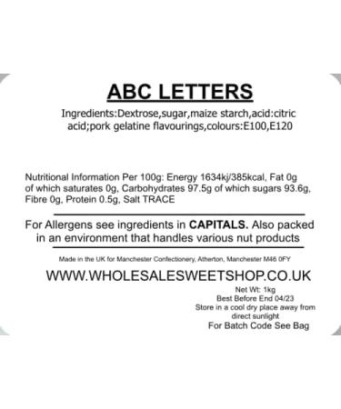 Ellies Jellies Alphabet Letters 1Kg Bag ABC Alphabet Letters- Retro Sweets- Old Fashioned Sweet  - Buy Online on GoSupps.com