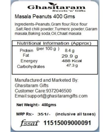Ghasitaram Gifts Masala Peanuts 400 Gms - Buy Online on GoSupps.com