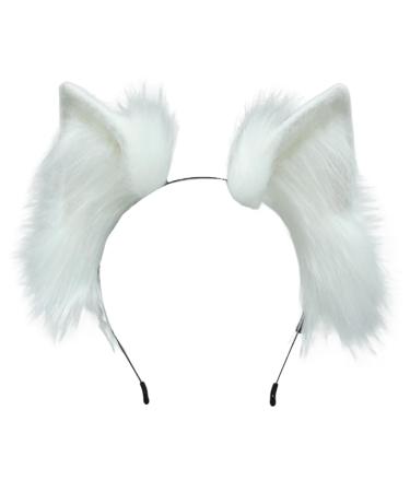 TQUXNGA Cosplay ry Animal Dog Ears Hair Hoop Costume Cosplay Long Headpiece for Halloween Party Decoration White