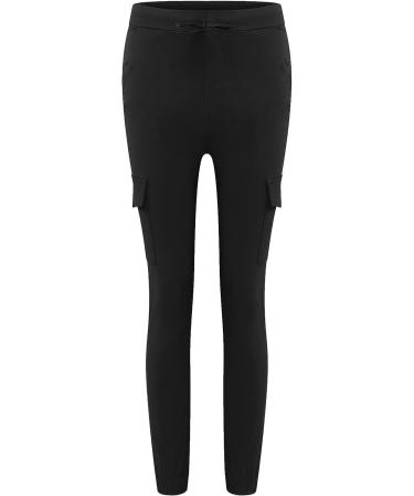Women's Plus Size Solid Black Joggers with Drawstring Waist and Pockets - Buy Online on GoSupps.com