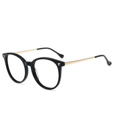 Firmoo Blue Light Blocking Reading Glasses Women/Men Retro Round Anti Eyestrain Computer Gaming Glasses Black 0.0 x