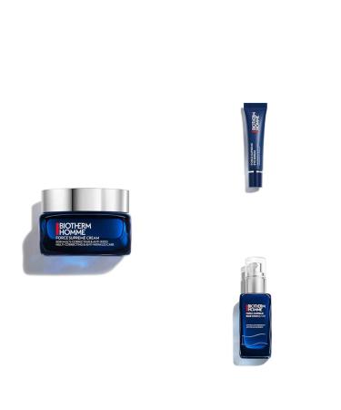 Trio Biotherm Homme Force Supreme Face Reshaper Cr me Visage Anti- ge pour Homme 50 ml + S rum Yeux 15 ml + S rum Visage Anti- ge - Au Pro-R tinol - Anti-Rides - 60ml