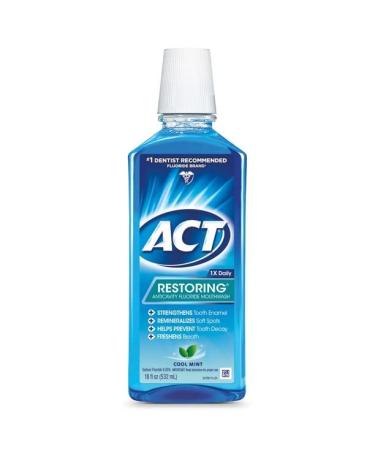 ACT Restoring Anticavity Fluoride Mouthwash Cool Mint 18 oz (Pack of 3)