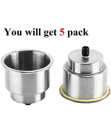 Stainless Steel Boat Cup Holder Inserts (5 Pack) - Marine/RV Camper Drink Holder with Drain - Lucky Seven - Buy Online on GoSupps.com