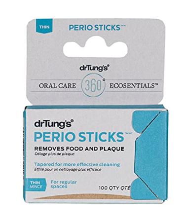 DrTung's Double-sided Perio Sticks THIN, Remove Plaque, Interdental, Fit Between Teeth, Nordic Birch 100 count, 6 Pack