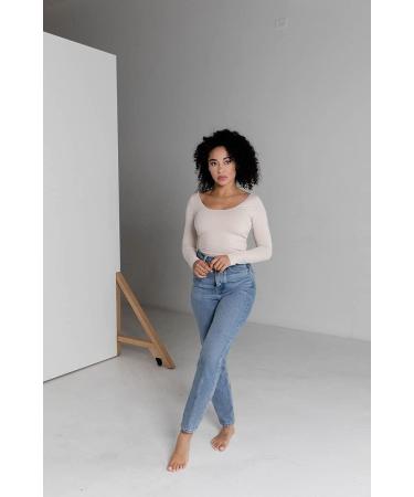 Almere Women's Long Sleeve Seamless Top - Contour Double-Lined Basic Top - X-Small Cream - Buy Online on GoSupps.com