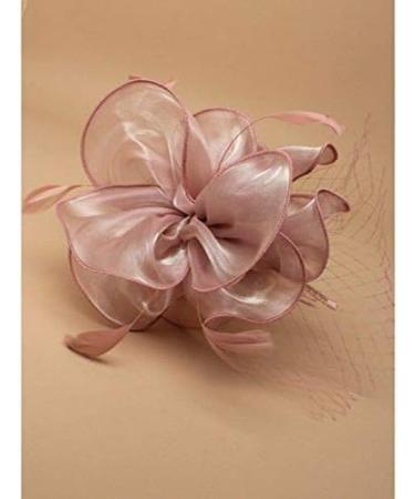 Pink Chiffon fabric flower & feathers fascinator on aliceband Wedding Races - Buy Online on GoSupps.com