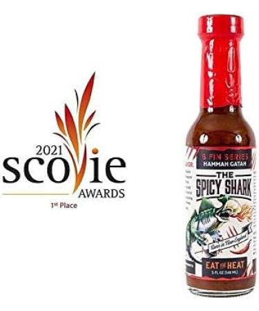 The Spicy Shark Hammah Gatah Extreme Heat Hot Sauce - Made with Scorpion Pepper Habanero Carolina Reaper Pepper & 7-Pot Primo Pepper - Brand Featured on Hot Ones - Buy Online on GoSupps.com