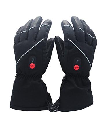 SAVIOR HEAT Heated Gloves for Men Women, Rechargeable Electric Heated Gloves, Heated Skiing Gloves and Snowboarding Gloves Medium Black-S01