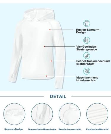 BesserBay Boys UV Shirt Long Sleeve Hood UPF50+ Rashguard - Kids Size 120-160 - White 150 | International Shipping Available - Buy Online on GoSupps.com