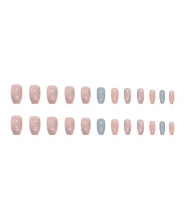 Justotry 24 Pieces Pink Coffin Nails - Sky Blue French Press On Ballerina Fake Nails for Nail Art - Beautiful Artificial Fingernails for Women - Buy Online on GoSupps.com