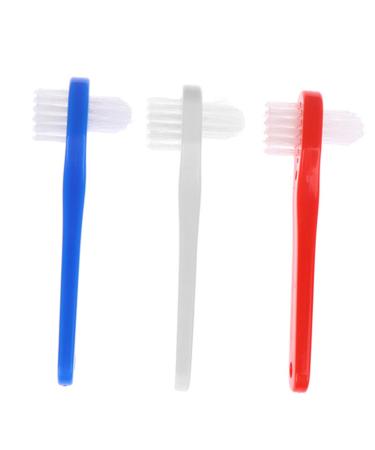 Minkissy 3st toothbrush dental duty hard prosthesis false prosthesis cleaner partial dignity double head brush prosthesis care bursts.
