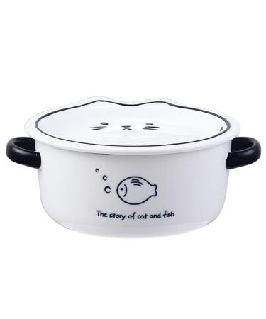 Pzhoais Japanese Household Noodle Bowl Ceramic Soup Bowl with Handle Salad Pasta Bowl Kitchen Oven Bakware-A