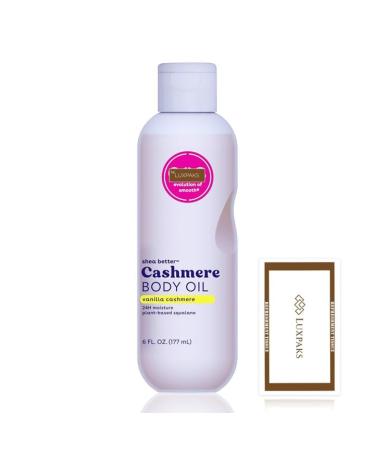 LuxPaks Skincare Set - Contains eos Vanilla Cashmere Body Oil - Scented Body Oil for Women 6 fl oz with a LuxPaks Cleansing Wipe