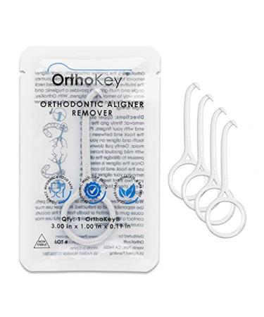 OrthoKey Clear Aligner Removal Tool for Teeth Invisalign Remover Grabber for Invisible Removable Braces and Retainers Fits in a Dental Carrying or Aligner Case Cleaner Small Size White (4-Pack) 1 Count (Pack of 4)