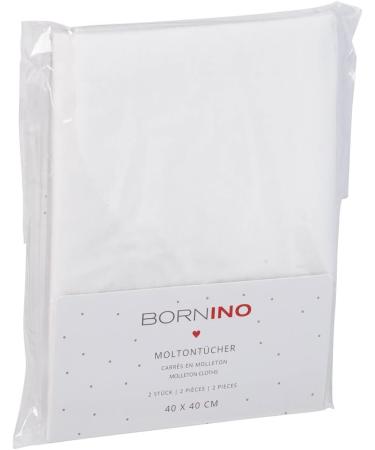 BORNINO Molton Cloth Diapers - 2 Pack 40x40cm | Pure Cotton Durable & Absorbent White - Buy Online on GoSupps.com