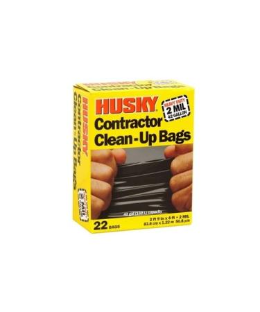 Husky Heavy Duty Contractor Clean-Up Bag, Poly, 42 gal, 4 ft L x 2 ft 9 in W x 2 mil T, Black