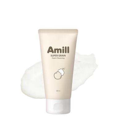 Amill Super Grain Foam Cleansing (100ml/3.39fl.oz) Gentle Facial Cleanser with Multi-Grain Extracts for Soft & Hydrated Skin