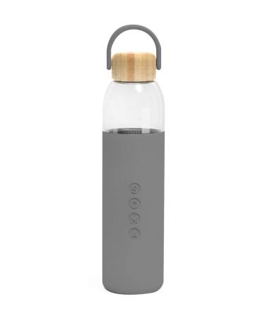 Soma BPA-Free Glass Water Bottle with Silicone Sleeve, Gray, 25oz