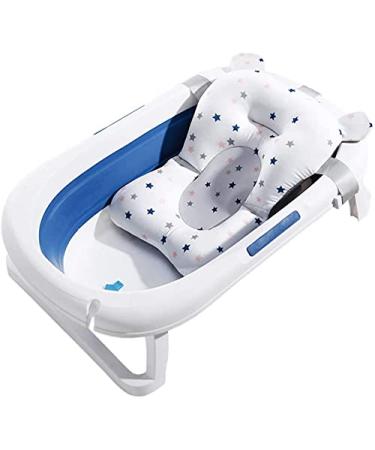TINAYAUE Baby Bath Support Baby Bather Infant Floating Bathtub Cushion Soft Bath Pillow Bath Seat Stand Non-Slip Portable Newborn Shower Bath Mat for Baby 0-12 Months, L 45CM x W 32CM(BABMAT013)