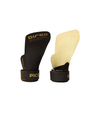 PICSIL Phoenix Aramid Hand Grips No Holes, No Magnesium Required, Full Hand Protection, Fingerless Grips for Cross Training, Gym, Boxing, Weightlifting, Unisex G+ (L-XL)
