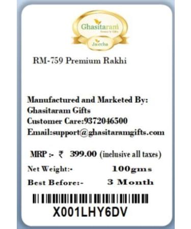 Ghasitaram Gifts Rakhi for Brother Rakhis Online - RM-759 Premium Rakhi Rakhi Only - Buy Online on GoSupps.com