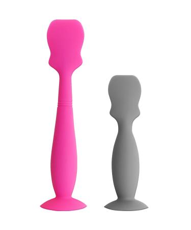 2 Pack Baby Diaper Cream Spatula Applicator Baby Butt Cream Paste Spatula Flexible Soft Silicone Diaper Rash Cream Brush for Baby ( Pink Grey ) gray pink