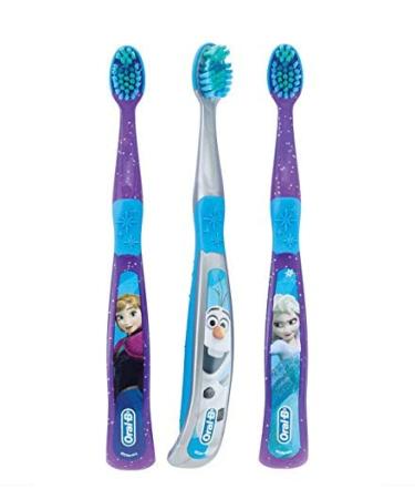 Oral-B Disney Frozen Kids Toothbrush 3+ Years Old Extra Soft Bundle Characters Elsa Ann & Olaf - Pack of 3