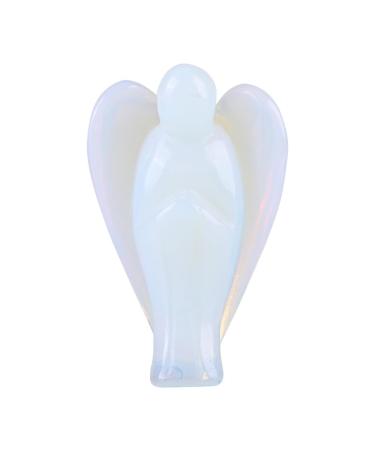 Enixwh angel figure gemstones 1.5in opal stone guardian angel figure healing crystals stone angel polished statue hand -flattering lucky charm Reiki angel gifts for desk decoration