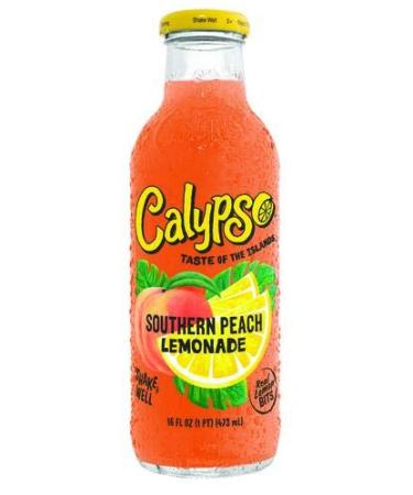 Calypso Lemonades 16 Ounce Glass Bottles 6 Pack (Southern Peach Lemonade)