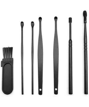 7 Pcs Ear Pick Earwax Removal Kit - Upmore Ear Cleansing Tool Set with Storage Box and Cleaning Brush - Matte Black - Buy Online on GoSupps.com