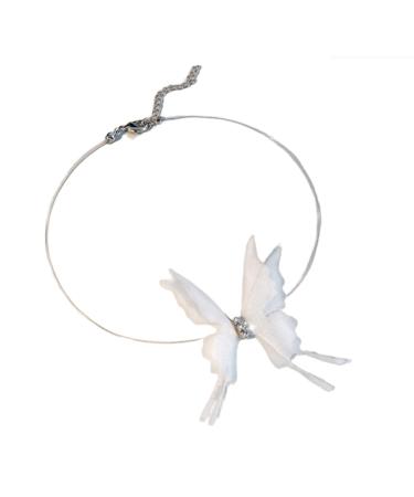 OralGos Butterfly Clavicle Chain Fashion Women Necklace Comfortable Invisible Fish Line Clasp Necklace White