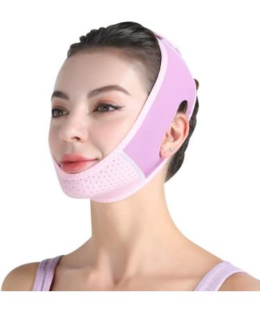 V-Face Facial Mask Bandage - Tighten Double Chin Improve Sleep & Face Firmness - Breathable Pink Purple - Buy Online on GoSupps.com